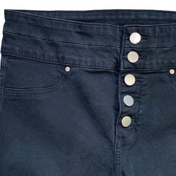 Abercrombie & Fitch High Rise Super Skinny Jeans Black Denim Button Fly Moto - Picture 3 of 12